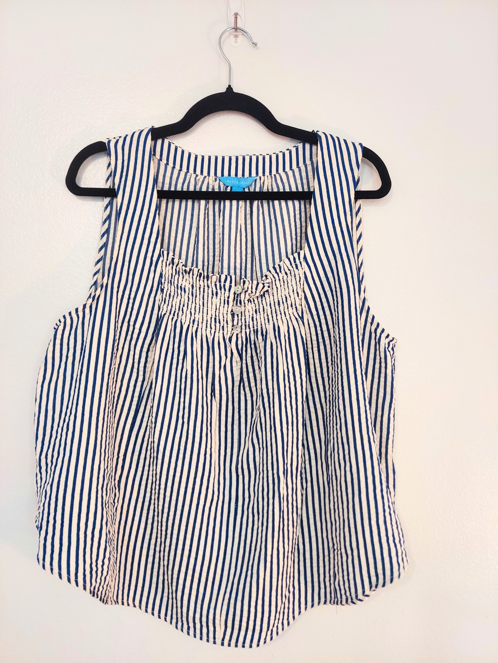 Draper James Blue & White Striped Smocked Tank Blouse Size XL